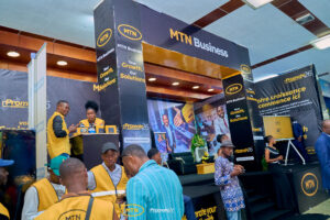 Stand MoMo by MTN à Promote 2026 dédié aux solutions de paiement mobile et services financiers numériques.